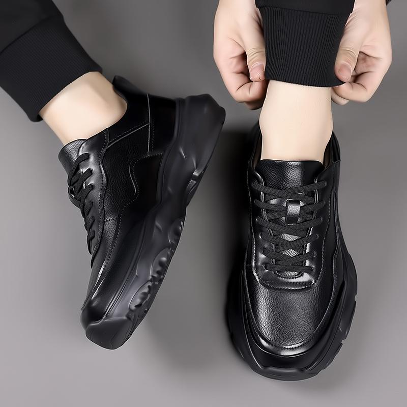 Брендовая мужская кожаная повседневная обувь Зимние кроссовки на платформе со шнуровкой Дорожная обувь Износостойкая обувь Мужские кроссовки в британском стиле