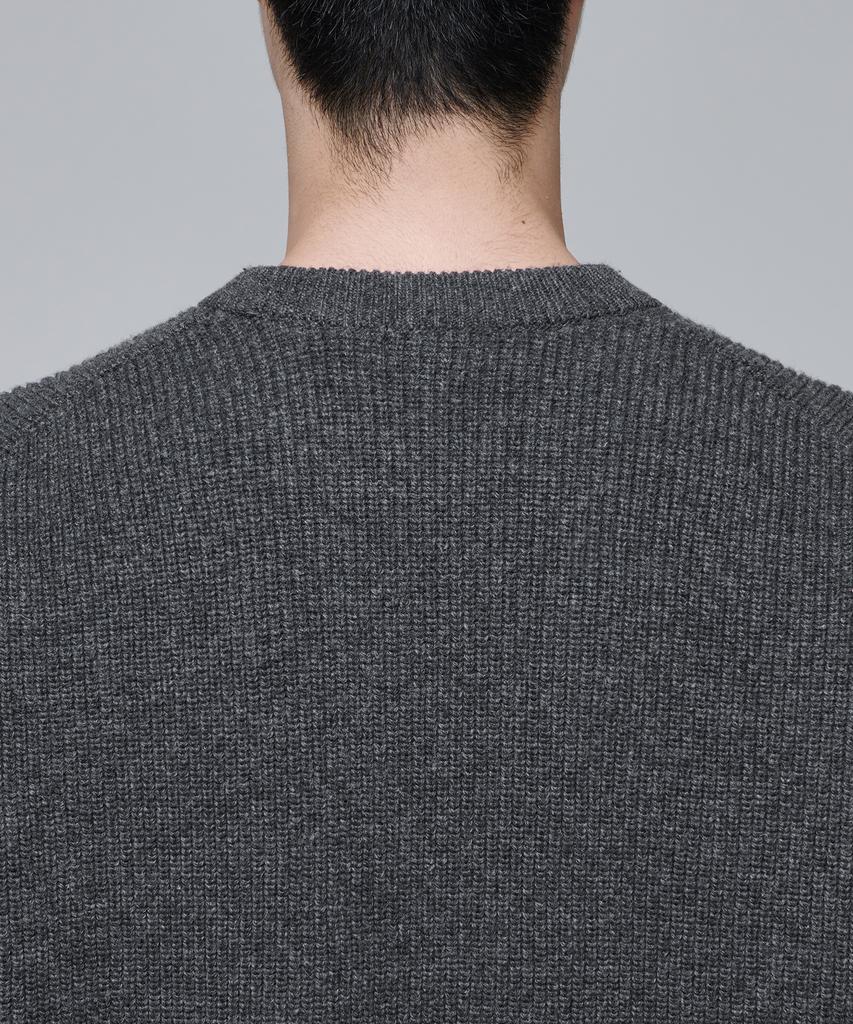 MUSINSA STANDARD Oversized Ribbed Crew Neck Knit [Medium Grey]