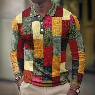 Мужская одежда 3D цифровая печать повседневная рубашка поло мужская спортивная с длинным рукавом весна осень отложной воротник топы мужская спортивная для гольфа поло