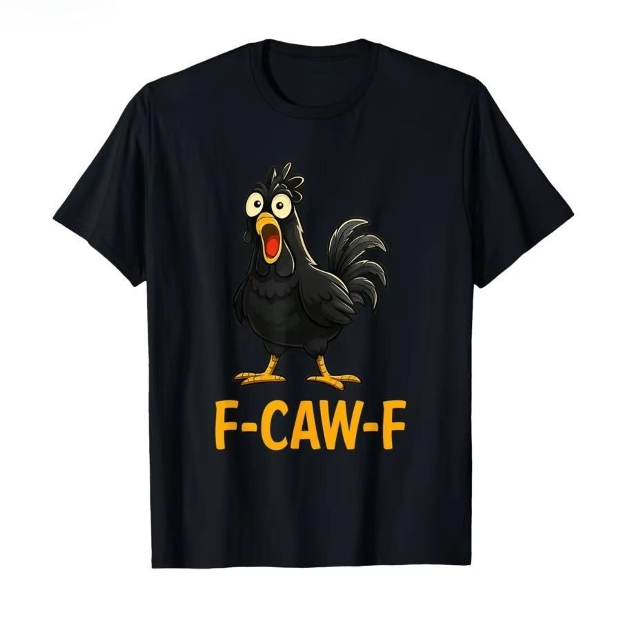 Funny F Caw F Chicken FCAWF Chicken TShirt Men Funny  Tee Shirt Crew Neck Short Sleeve T Shirts Gift Idea Clothes