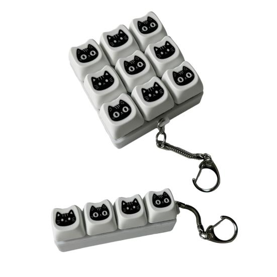 Черная кошка Fidget Keyboard 4/9 клавиш Снятие тревоги Пальцевой кликер Брелок Офис Школа Путешествия Кнопка декомпрессии Сенсорная игрушка Подвеска