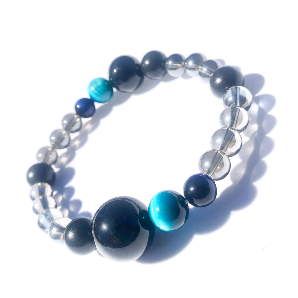 Good Longevity Stress Reduction Health Protection Tourmaline Tiger Eye Shungite Gift Natural Stone Power Stone Bracelet Original Design Stylish Mimika