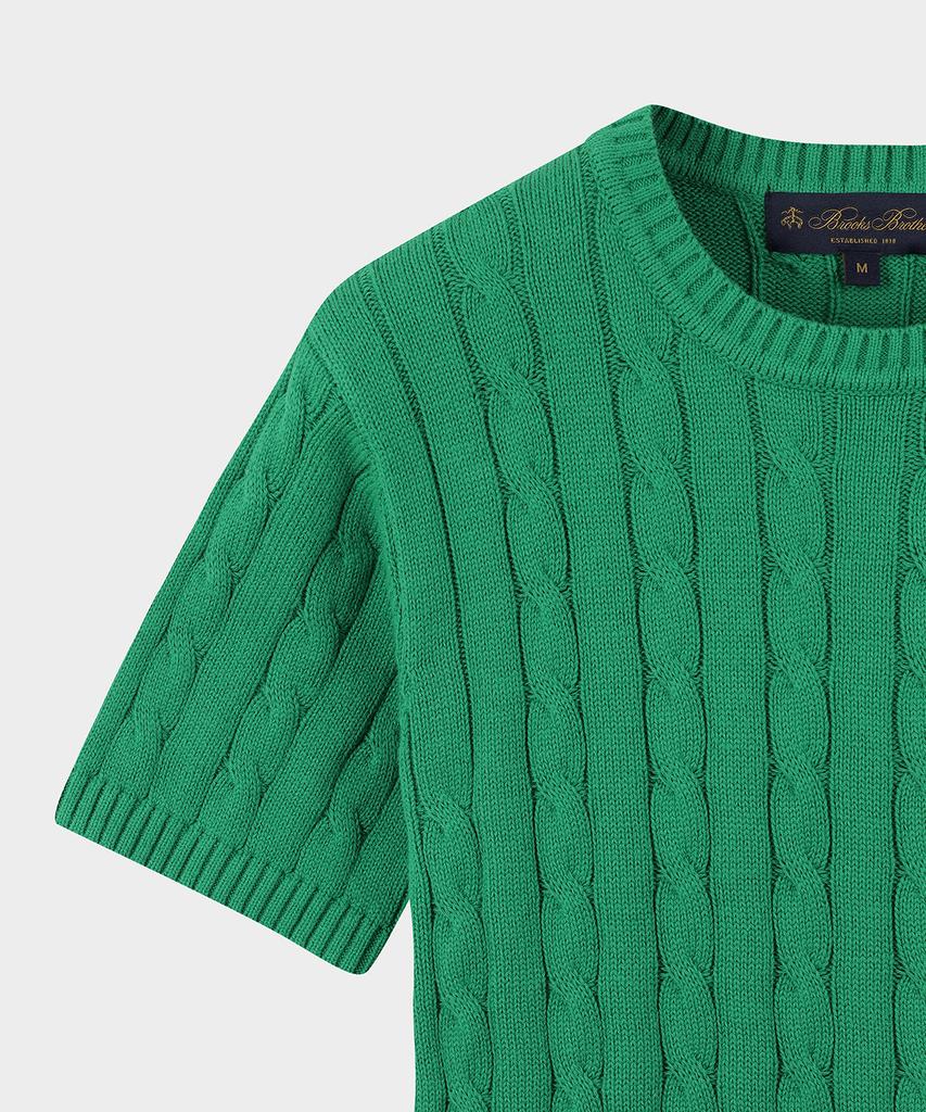 BROOKS BROTHERS [Women'S] Cotton Cable Crew Neck Short Sleeve Sweater (Green) (Bbwrwb201Aifm)