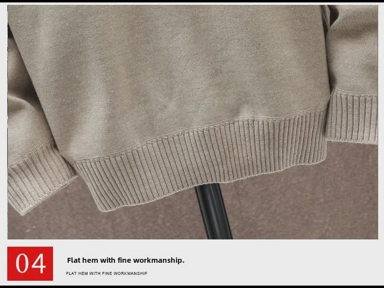 Мужской вязаный кардиган 2023 года на бархатной подкладке: Теплая куртка с принтом, длинными рукавами и воротником-стойкой для осени/зимы.