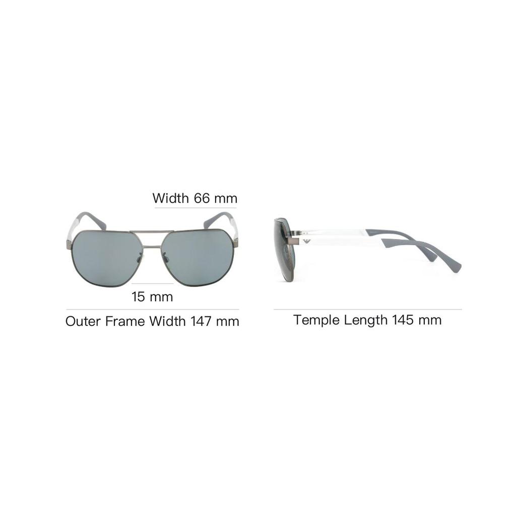 Emporio Armani Logo Alloy Pilot Sunglasses Unisex sunglasses Black OEA2099D-300381