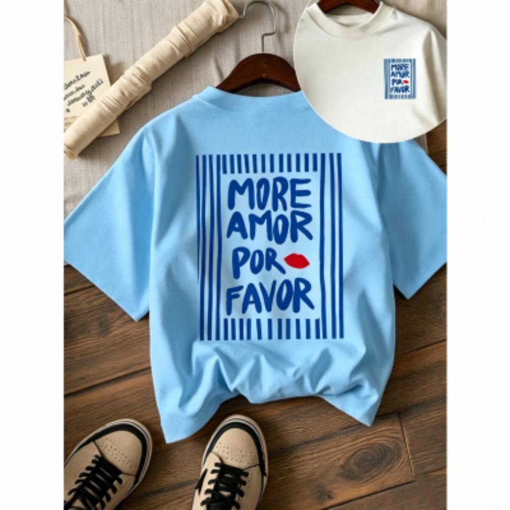 Summer Letter Red Lips Print Kids T-Shirts Fashion Street Short-Sleeve Outdoor Casual Tops for Boy and Girl's Tees Top