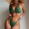 Женский купальник Зеленый Холтер Сексуальный комплект бикини на косточках с завязками на спине