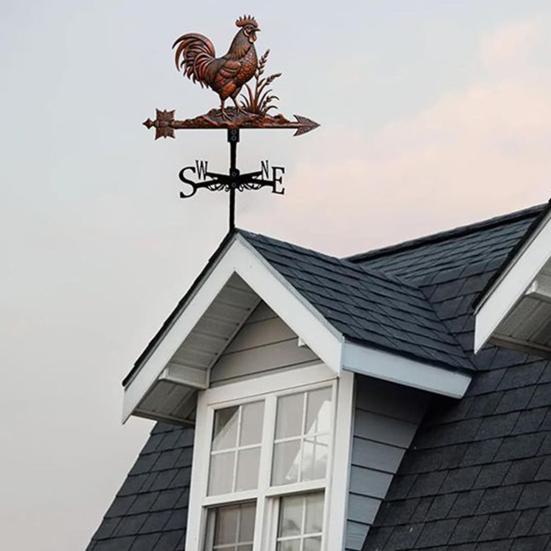 Флюгер в виде петуха, ретро-металлический флюгер для украшения крыши, декоративный флюгер для фермерского дома, декор для сада на открытом воздухе