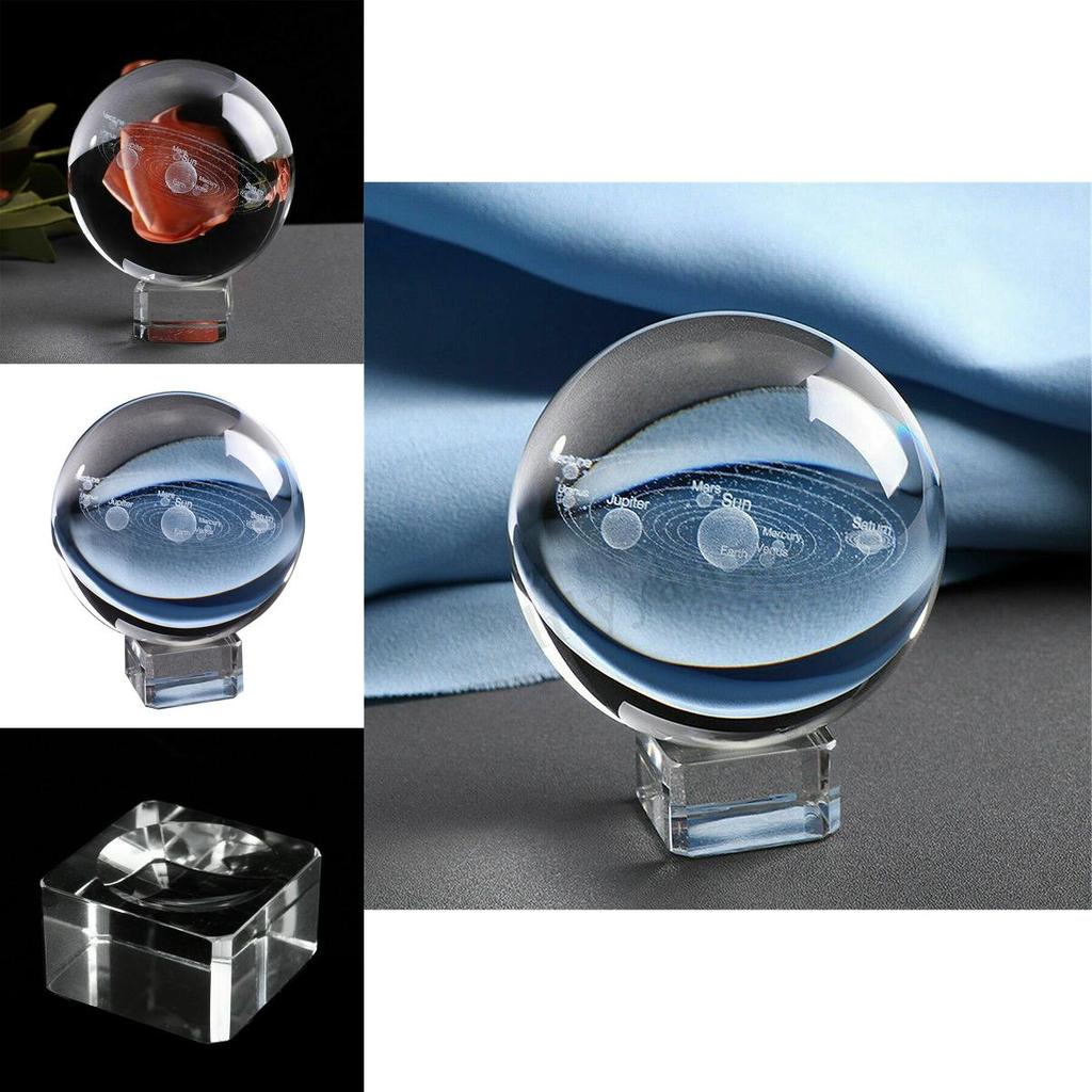 Изысканный кристально чистый шар с лазерной гравировкой Солнечной системы 3D миниатюрная сфера планет