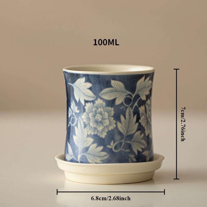 Антикварная сине-белая чайная чашка керамическая китайский кунг-фу гунфу чайный набор одиночная мастер-чашка с подносами чайная посуда фарфоровая посуда для напитков