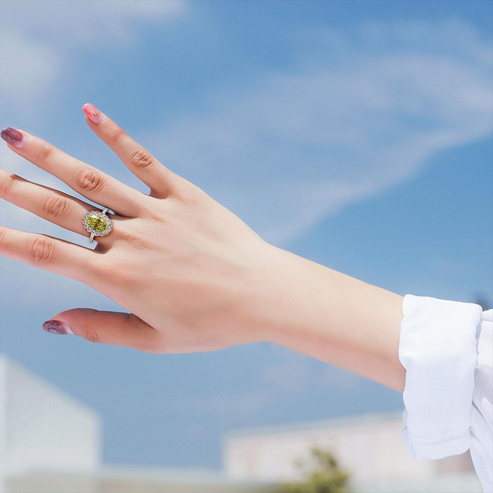 Gica Gema High Carbon Diamond Rings 925 Sterling Silver 8*12mm 3colors Oval Gemstone Unique Design Romantic Fine Finger Jewelry Wedding Party Gifts