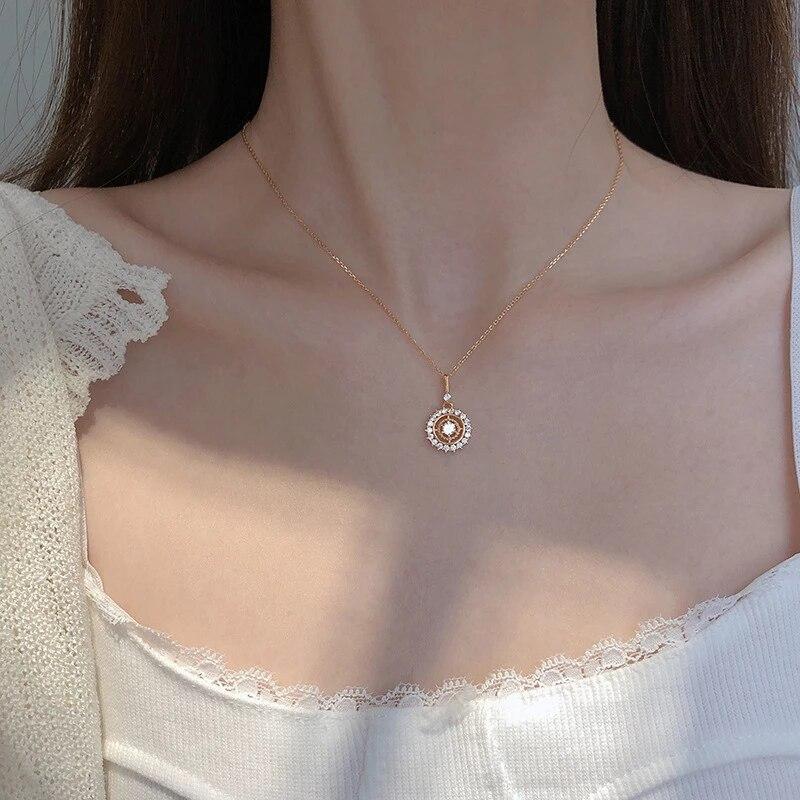 Стерлингового Серебра 925 пробы с кристаллами, круглые бусины, подвеска, колье, ожерелье для девочек, женщин, эффектные свадебные украшения, аксессуары Dz860