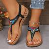 Fashion Bohemian Colorful Beaded Sandals Women Clip Toe Comfort Soft Flat Heels Flip Flops Woman Summer Beach Plus Size Sandalias Mujer