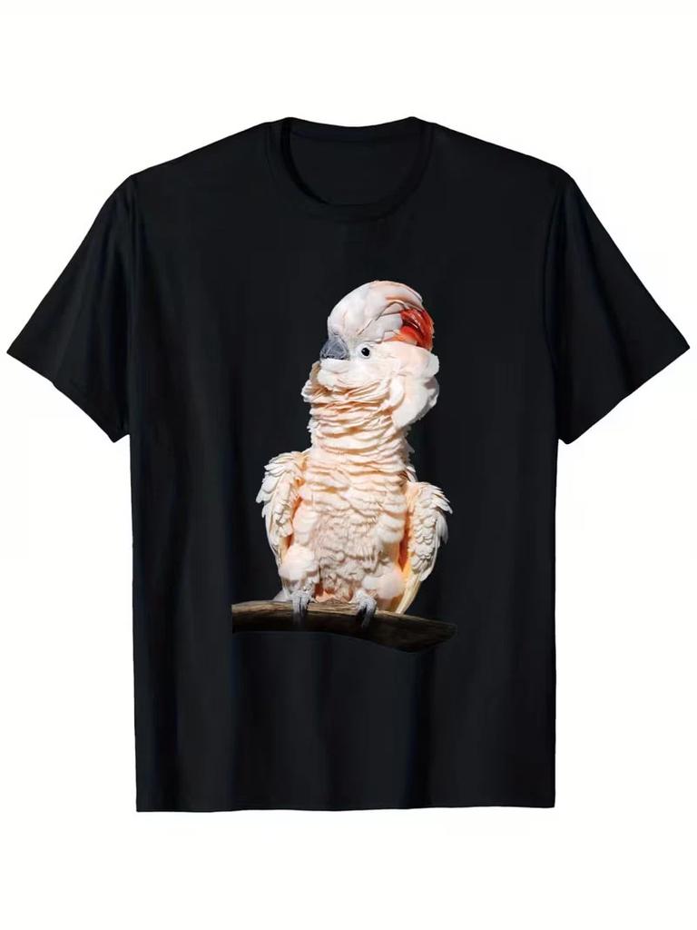 Soft Comfortable 100% Cotton T Shirt with Vintage Moluccan Cockatoo Parrot Desig