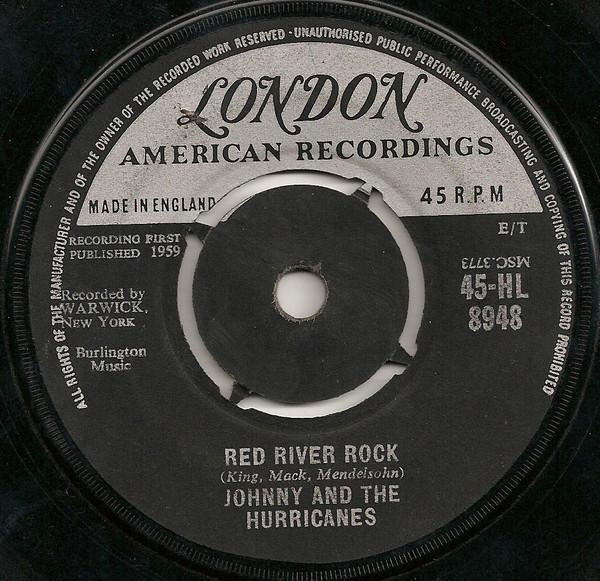 7-дюймовая пластинка JOHNNY & THE HURRICANES - Red River Rock 45HL8948 London Records, 1959 UK Рок Б/У