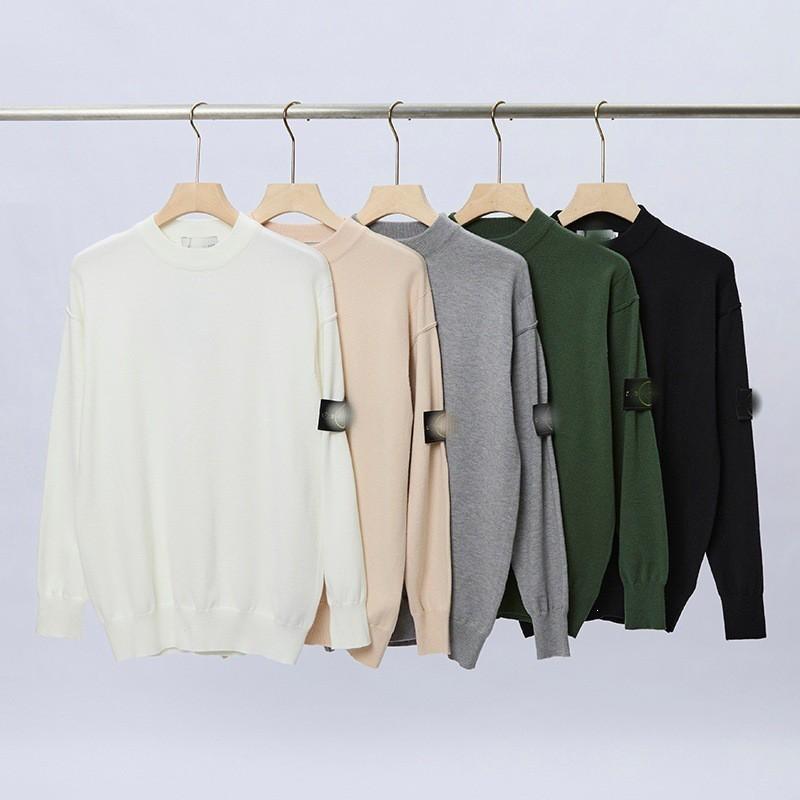 Unisex Classic Crewneck Long Sleeve Sweater With Embroidered Patch Warm Knit Pullover Winter Daily Wear