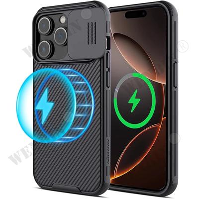 Магнитный чехол для iPhone 16 15 14 13 12 Pro Max Plus 11 Mini Защитная крышка с окном для линзы Ударопрочный Защитный чехол