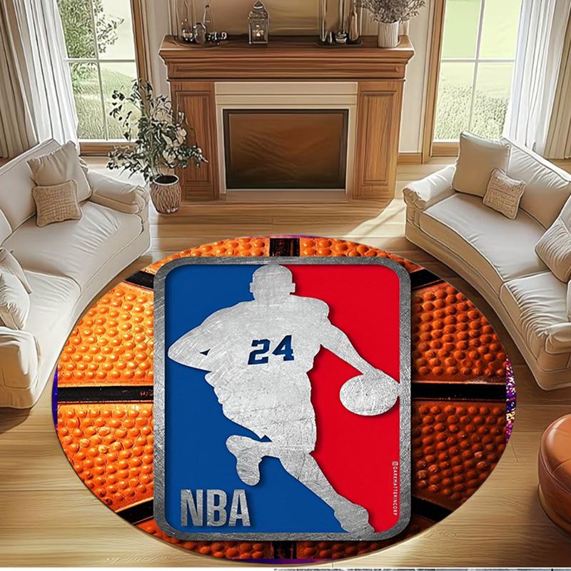 NBA Print Round Rug, Washable Floor Carpet, For Entryway Dorm Laundry Room Office Study, Home Decor Birthday Christmas Gift