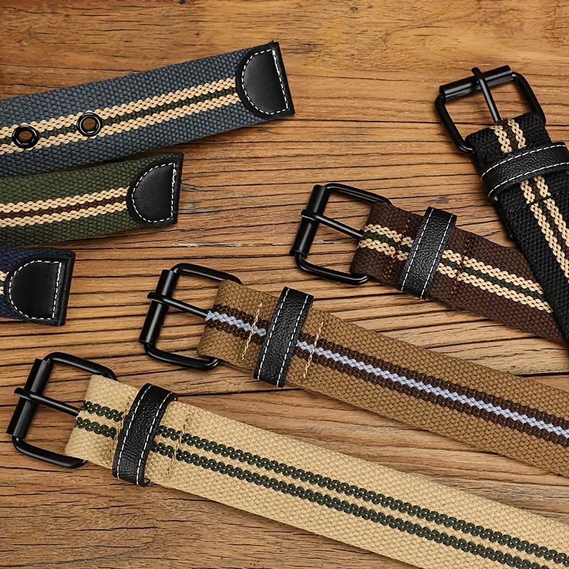 Men's full hole canvas waist belt, needle buckle belt, student youth versatile jeans belt, thickened and elongated fabric belt,