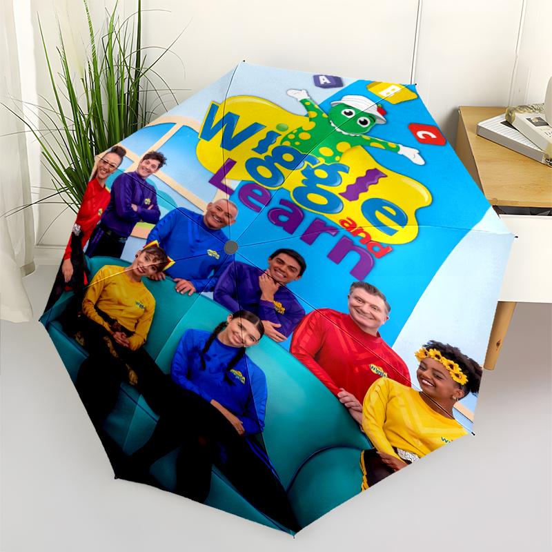 The Wiggles Print Automatic Umbrella, 8 Rib Iron Frame, Plastic Handle, Suitable for Outdoor Travel &Daily , Ideal Gift