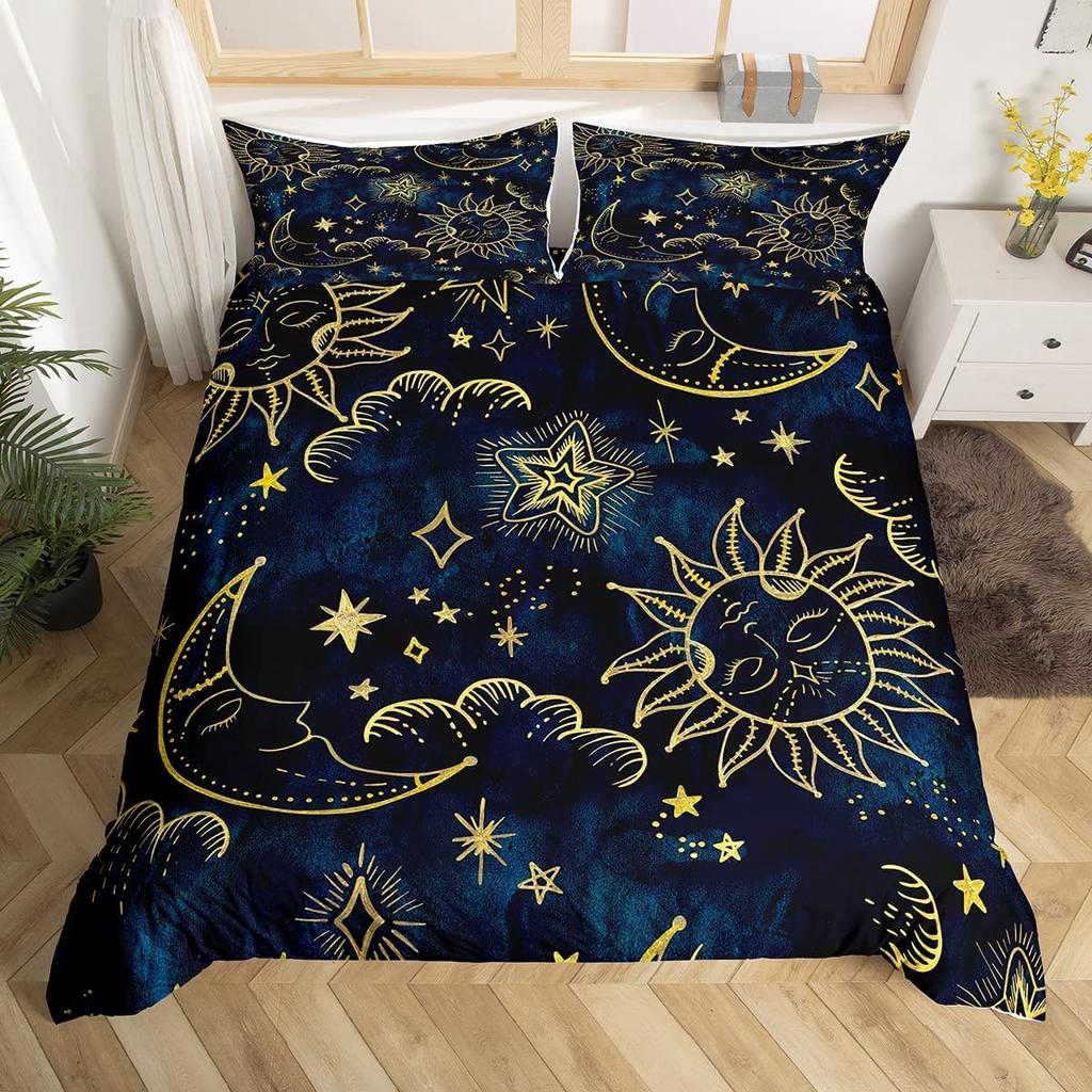 Комплект пододеяльника Sun And Moon King Size Фиолетовый Лиловый Ловец снов Звездный Постельный комплект Для Детей 2/3 предмета Богема Покрывало