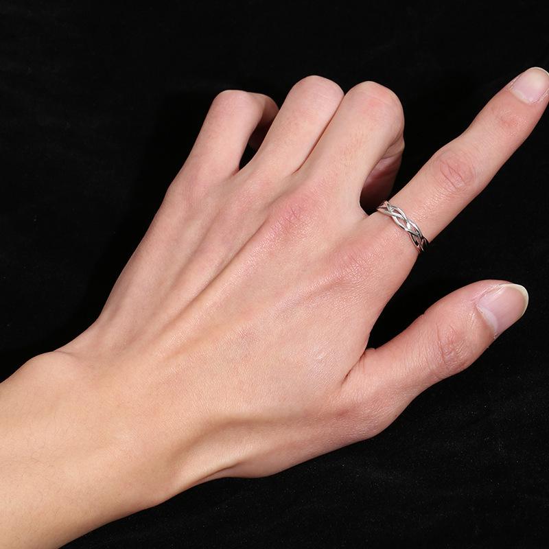 Мужское универсальное синее шелковое кольцо-обертка с серебряным покрытием, открытое кольцо на мизинец розового цвета