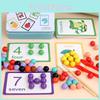Number Wooden Montessori Matching Bead Clip Toy Toddler Early Educational Game