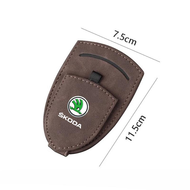 Car Suede Glasses Clip Sun Visor Sunglasses Clamp For Skoda Kylaq Elroq Kodiaq Octavia Enyaq Kamiq Scala Rapid Superb Karoq Yeti