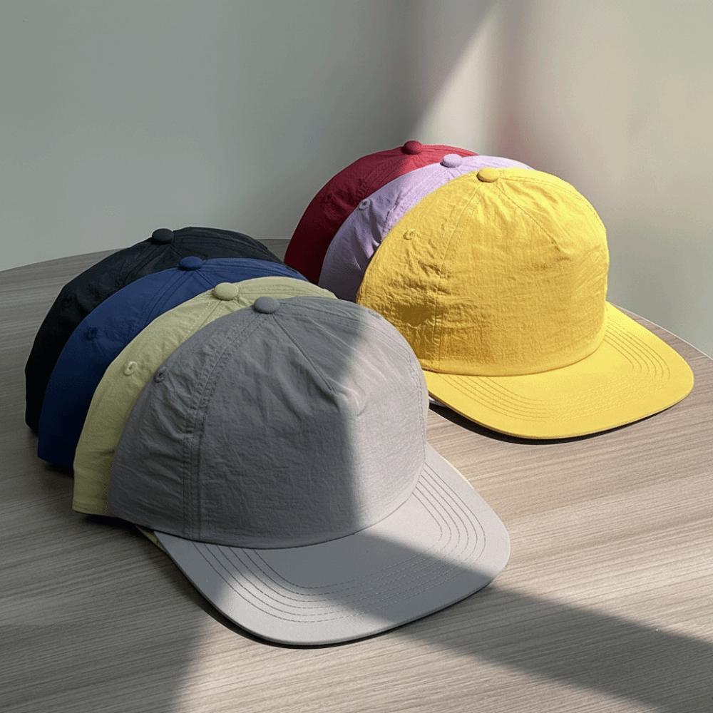 Solid Color 5 Panel Peaked Hat Quick Drying Snapback Cap Sun Protection Hat for Men and Women