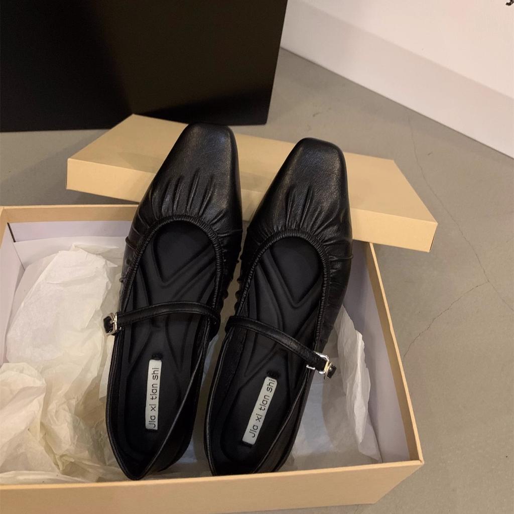 Французские туфли Мэри Джейн на плоской подошве серебристого цвета, женская обувь весна и осень 2025 года, новая весенняя юбка, нежные вечерние туфли