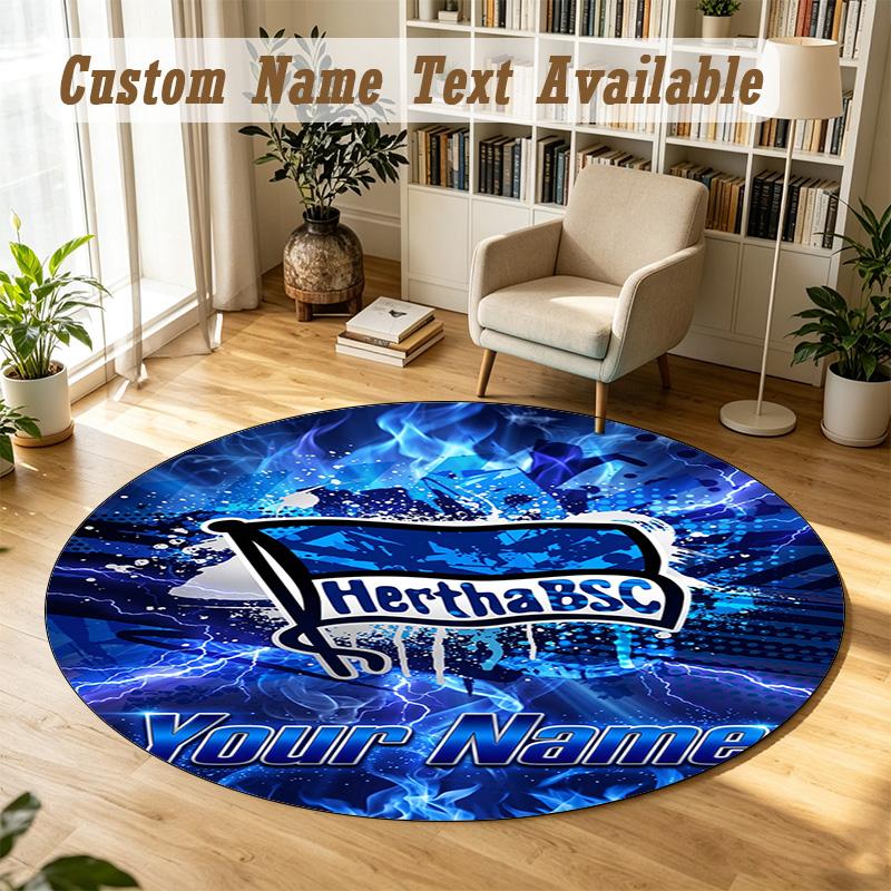 Round Rug Custom Namehertha bsc Pattern Non Slip Carpet Home Floor Decor