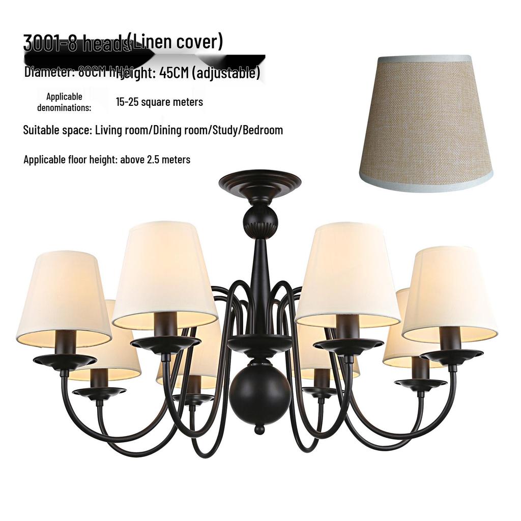 Черная ретро кованая люстра для гостиной, столовой или спальни