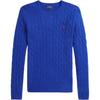 Polo Solid Color Pony Embroidered Crew Neck Pullover Sweater Women Sweater Royal-Blue WMPOSWENC021032-520