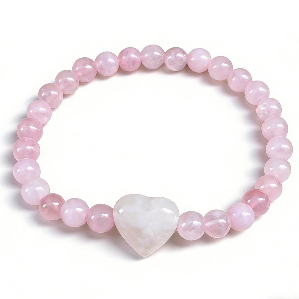 Natural Stone Beaded Bracelet Heart Couple Bracelet Elegant Strand Bracelets Women Lovers