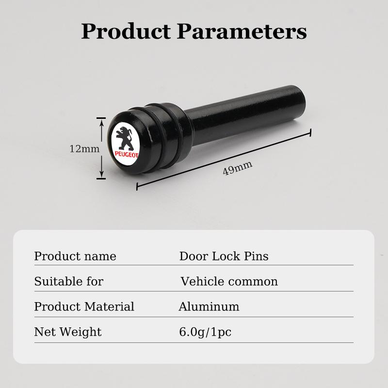 2/4pcs Alloy for Peugeot 308 306 307 2008 407 508 3008 5008 Rifter 301 408x 408 206 308s Car Door Security Lock Pins Rods Knobs
