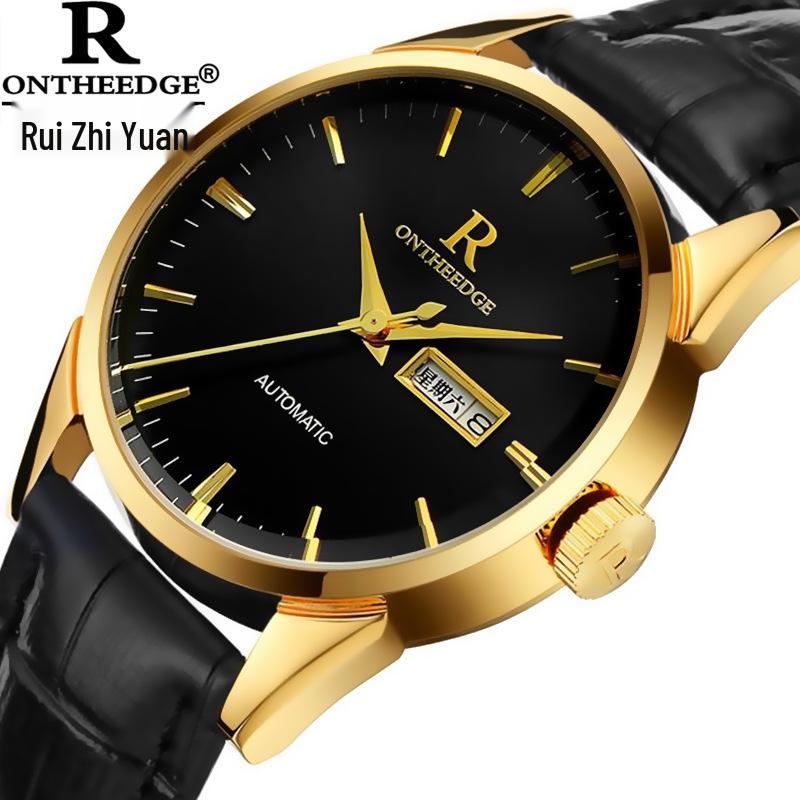 Ruizhiyuan Men's Waterproof Leather Strap Large Dial Watch