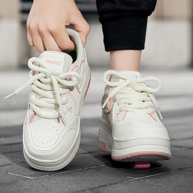 Детские кроссовки на колесах Четырехколесные спортивные ботинки Колесные ролики Съемные Студенческие роликовые кроссовки Обувь