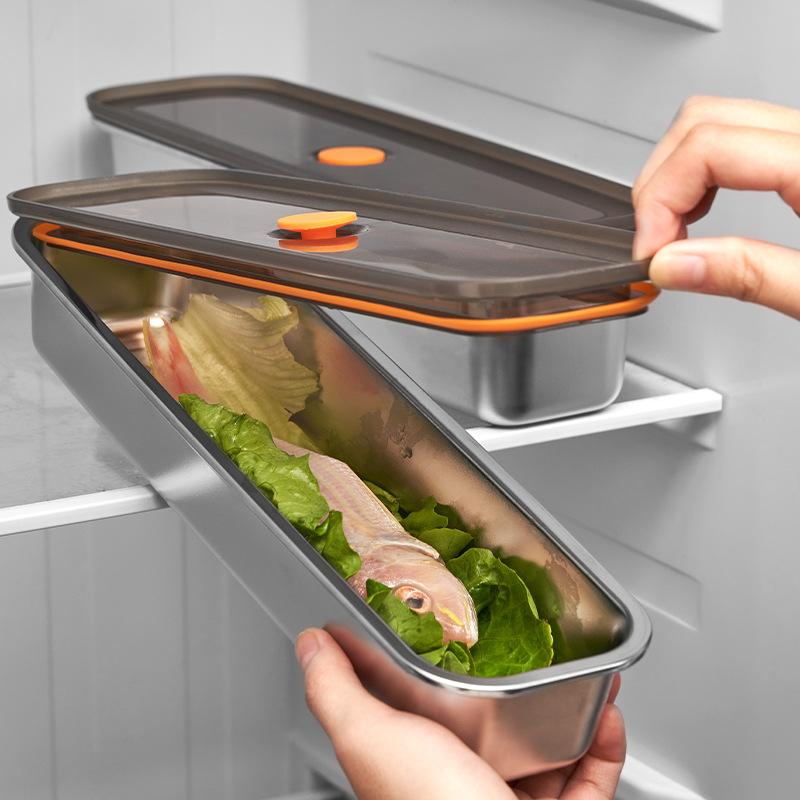 Поднос для бекона из нержавеющей стали 201 с крышкой, подходит для фруктов, овощей и мяса, для уборки кухни и хранения в холодильнике