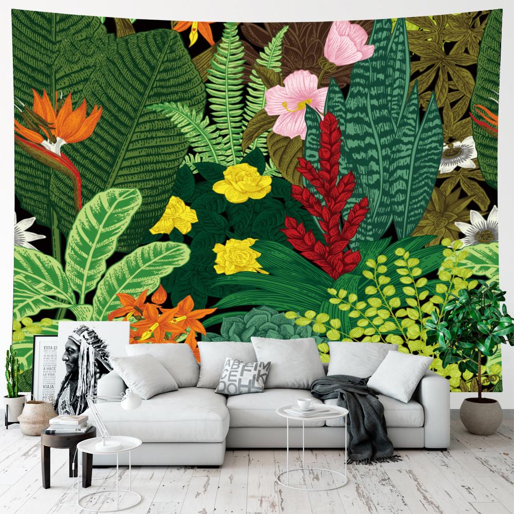 Гобелен с растениями, настенное украшение для комнаты, тропические листья, цветок, пейзаж, гобелен, фон, домашний декор для спальни