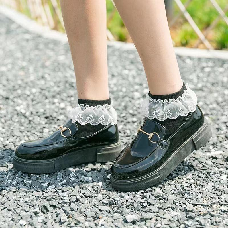 Женские короткие носки Harajuku Sweet Retro с кружевом, носки Lolita Frilly Ruffle, хлопковые носки Princess, мягкие и удобные, однотонные носки до щиколотки для девочек