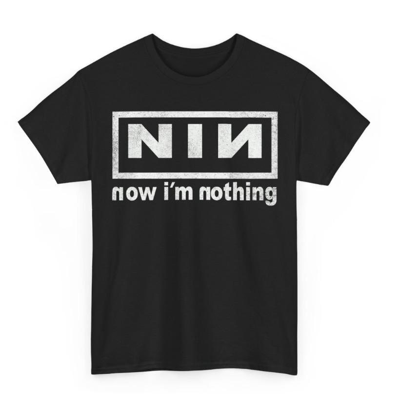 Репринт Футболка с принтом группы Nine Inch Nails 'Now I'm Nothing' Угольная Унисекс Футболка