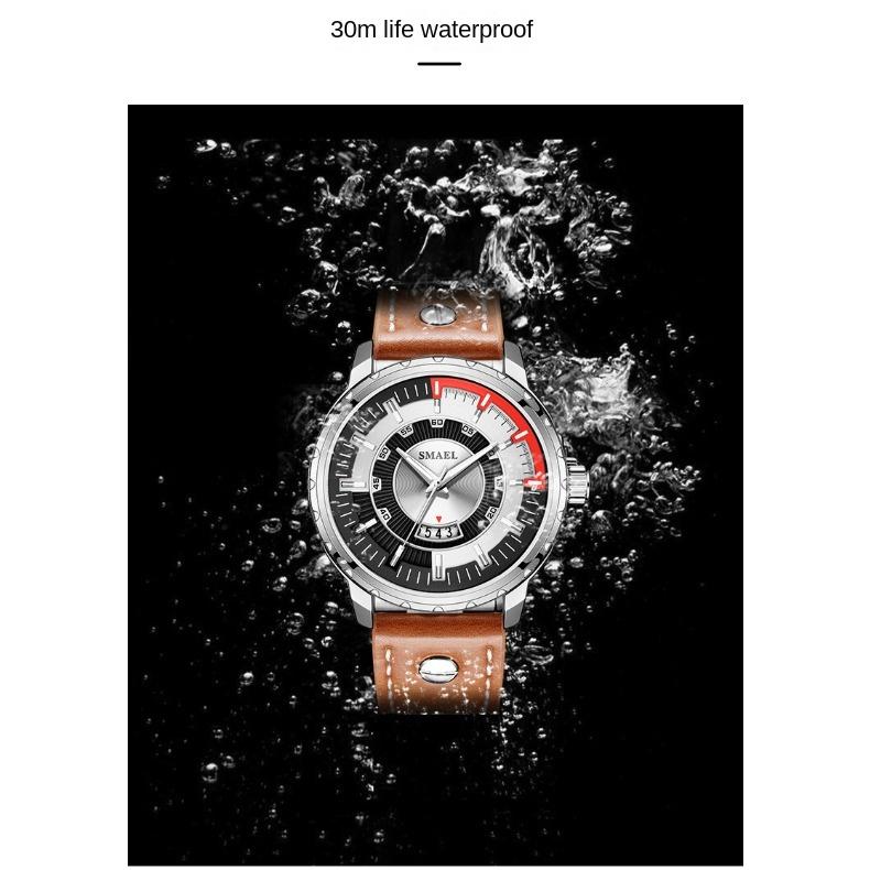 Часы SMAEL Мужские студенческие спортивные кварцевые часы с календарем и светящимся ремешком