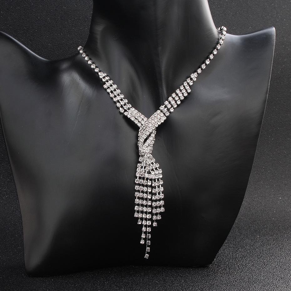 Комплект ювелирных изделий для новобрачных: Серьги и ожерелье из жемчуга и страз для женщин. Идеально подходит для трансграничных свадеб.