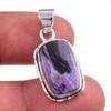 Подвеска из натурального драгоценного камня чароит, ручная работа, из стерлингового серебра 925 пробы, 1,25 дюйма, F1u30
