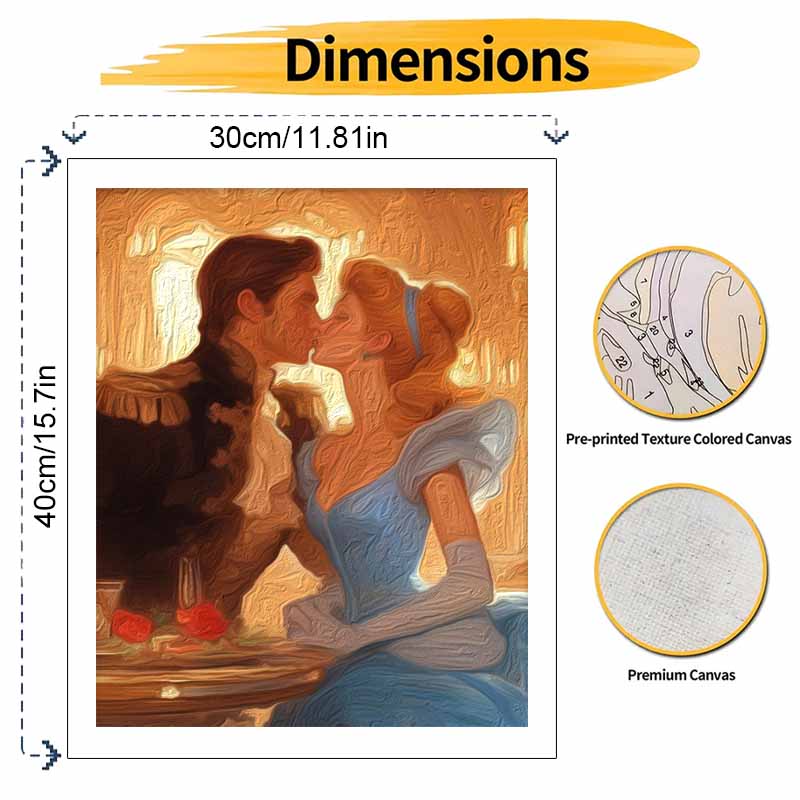 Disney Cinderella Kissing Prince digital oil painting diy handpainted coloring painting home decoration wall art gift for couple decor