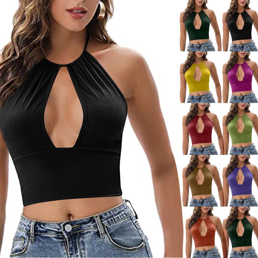 Женский однотонный топ без рукавов с накладкой на грудь