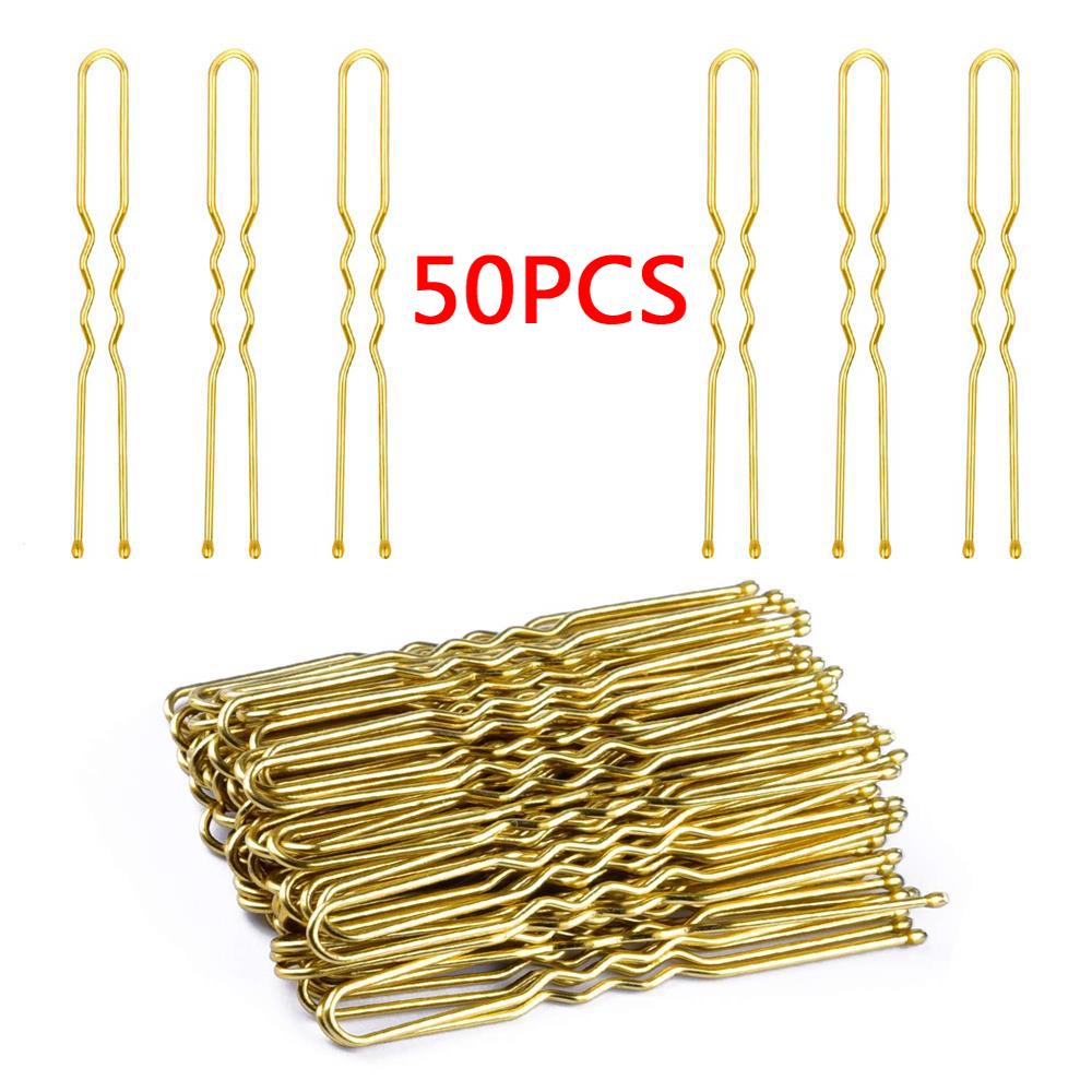 50/100 PCS  U Shaped Hair Pins Curly Wavy Grips Hairstyle Round Toe Ballet Hair Bobby Accessories Net Grips for Women Lady Girls