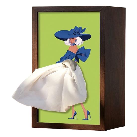 Walnut Wood Tissue Box, with Artistic Ballet Dancer Skirt Design, Multipurpose Paper Towel Holder for Home Decor Entryway Dining Table