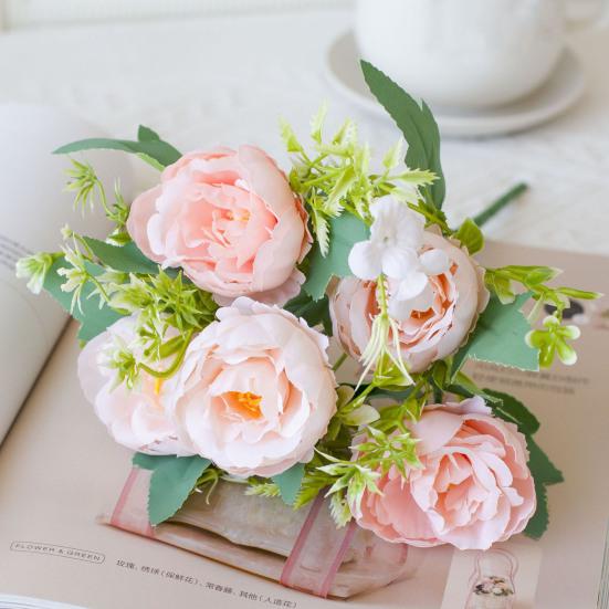 Букет искусственных пионов 5 головок реалистичные искусственные шелковые цветы свадебная вечеринка дом