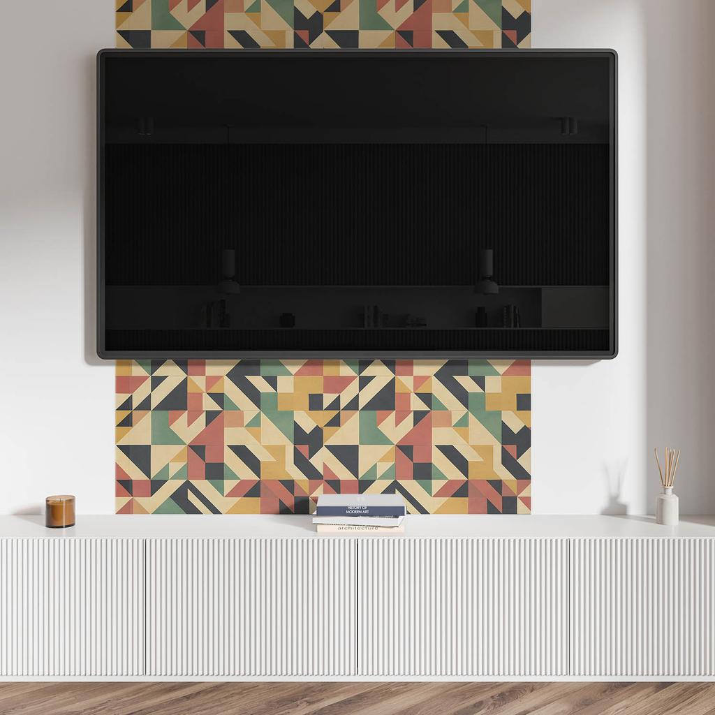 Winylowy Panel Z Grafiką Do Łazienki 120X60 Cm Abstrakcyjny Wzór Geometryczny
